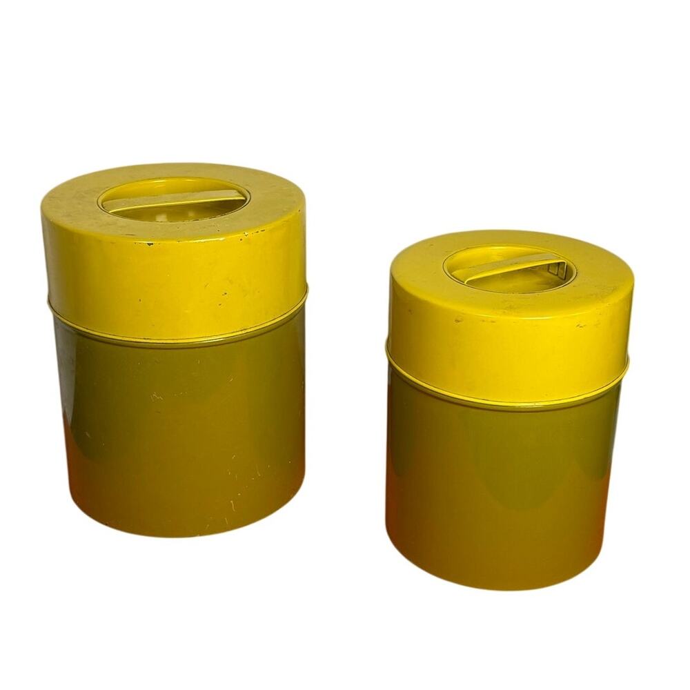 VTG Counterpoint Japan Decorative Kitchen Canister Set of 2 , Pea Green Yellow